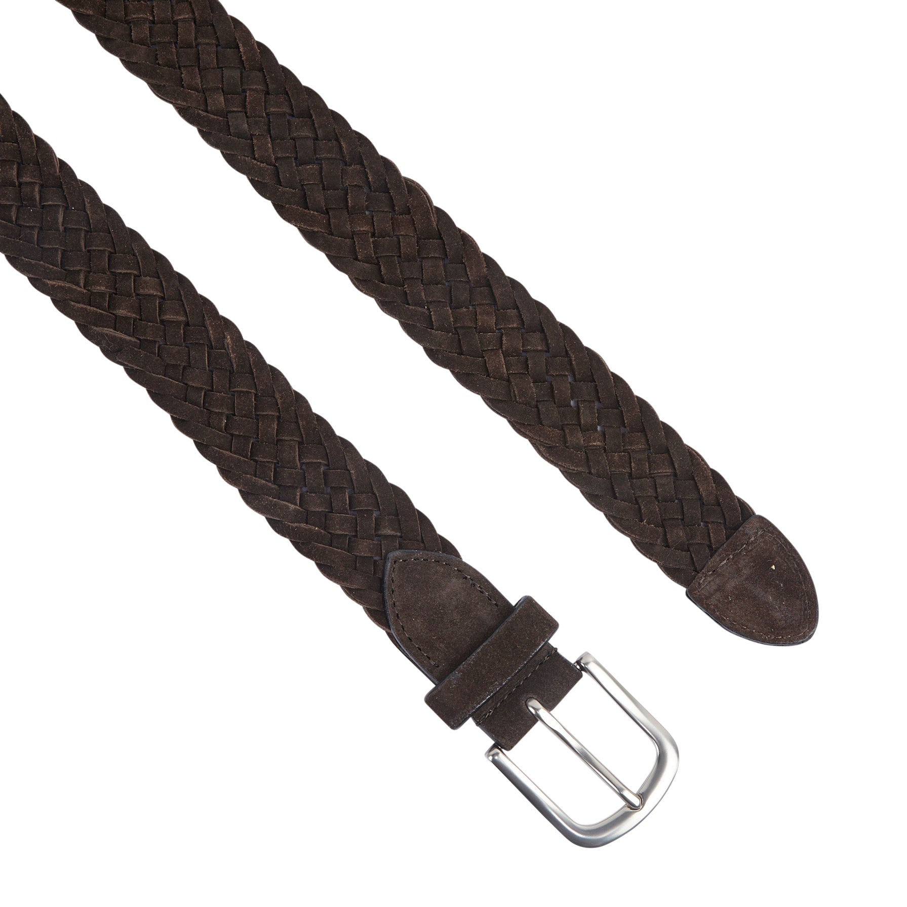 Kingston Suede Leather Woven Belt - Brown