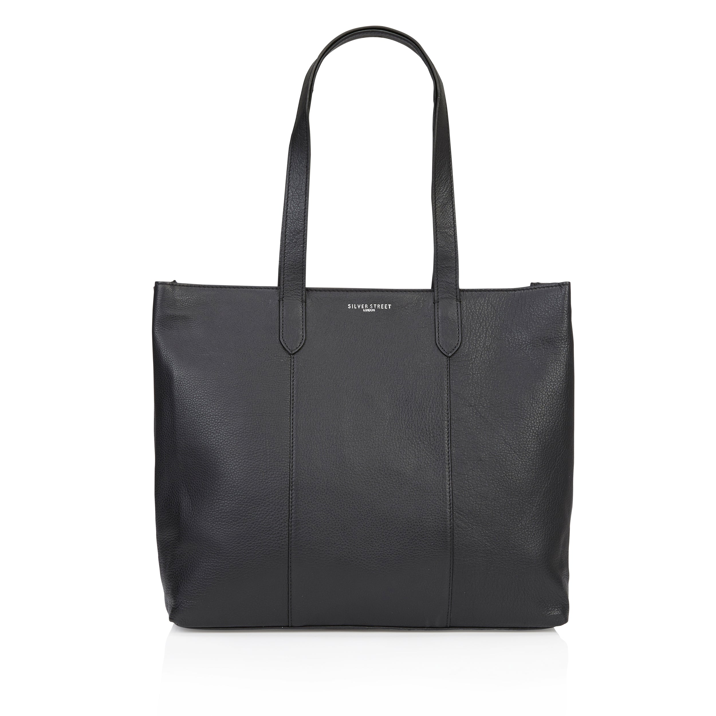 Amber Leather Tote Bag - Black