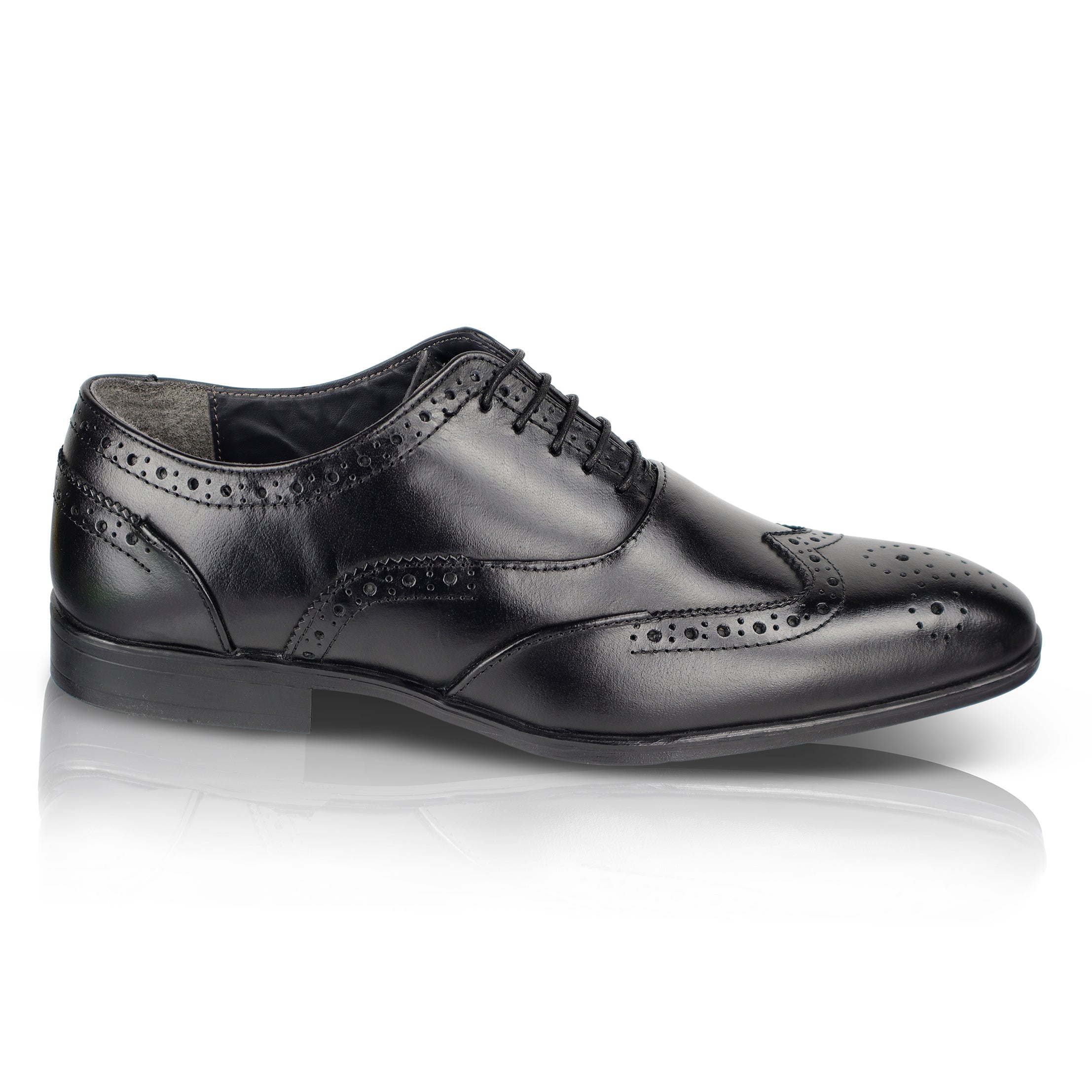 Oxford Leather Brogue Oxfords Shoe - Black