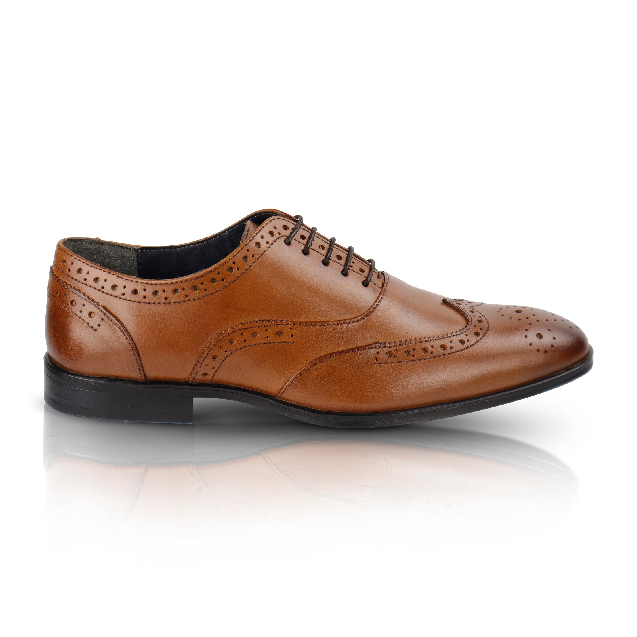 Oxford Leather Brogue Oxfords Shoe - Tan