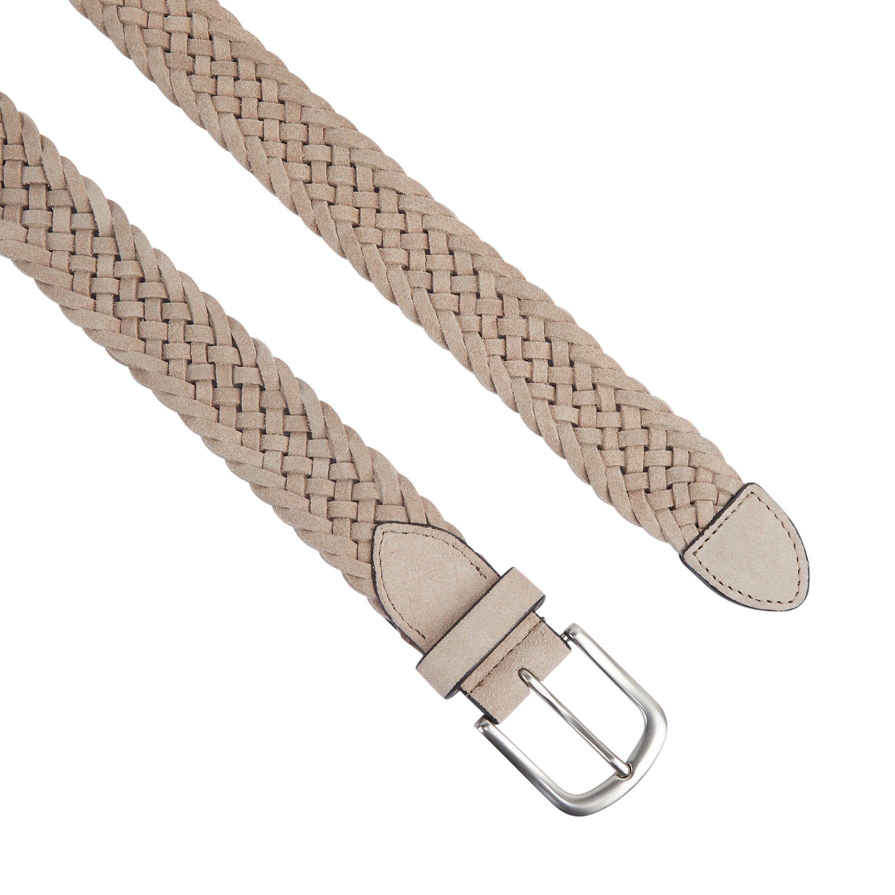 Kingston Suede Leather Woven Belt - Sand