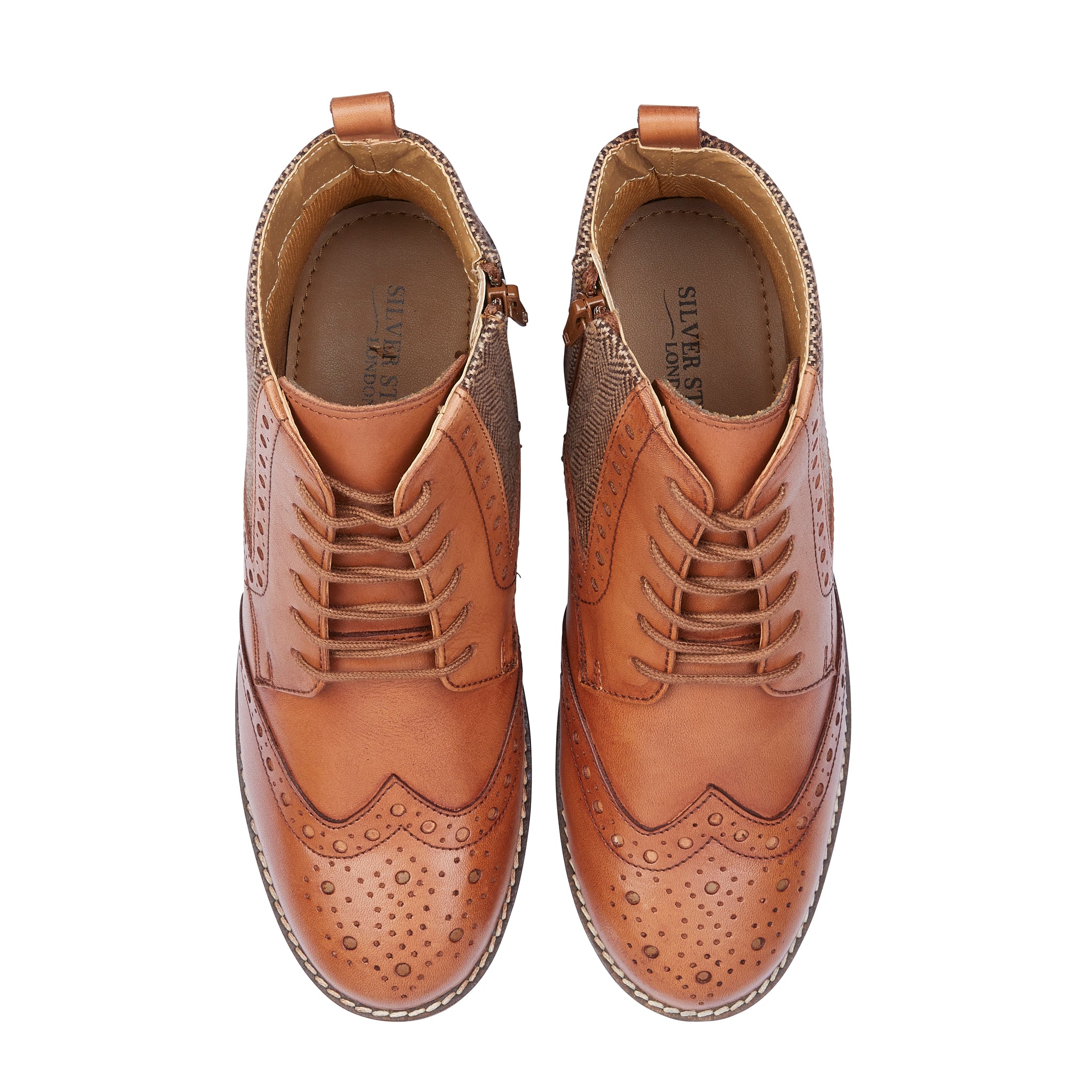 Grace Leather Brogue Boot - Tan