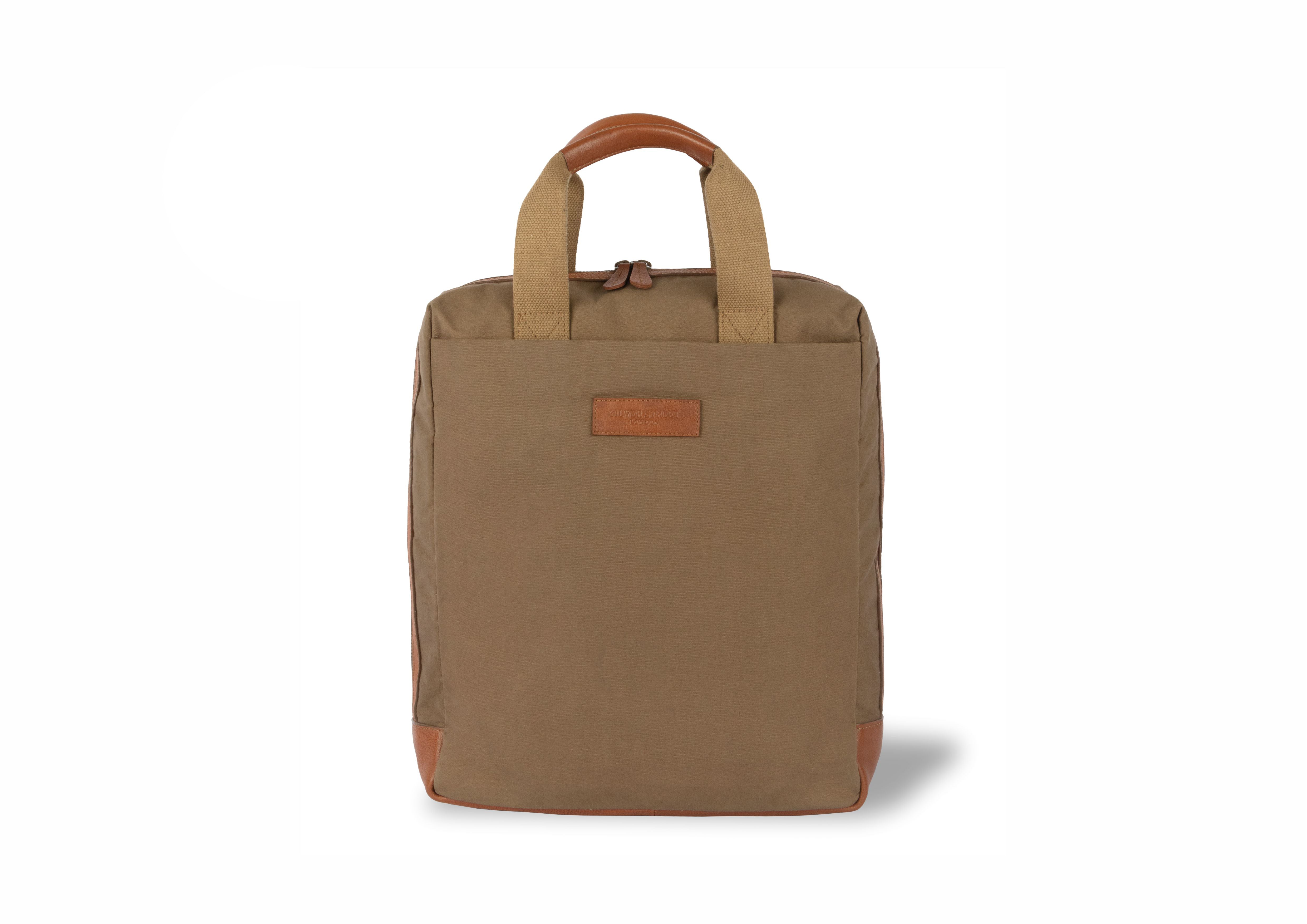 Lenzo Canvas Leather Backpack - Tan