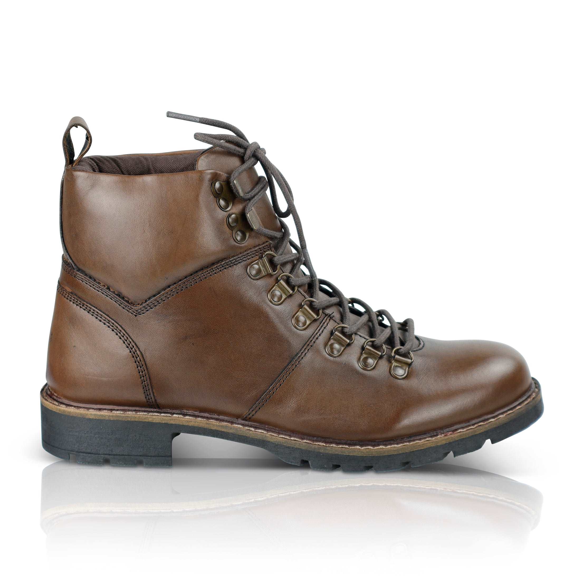 Marble Leather Lace up Boot - Brown