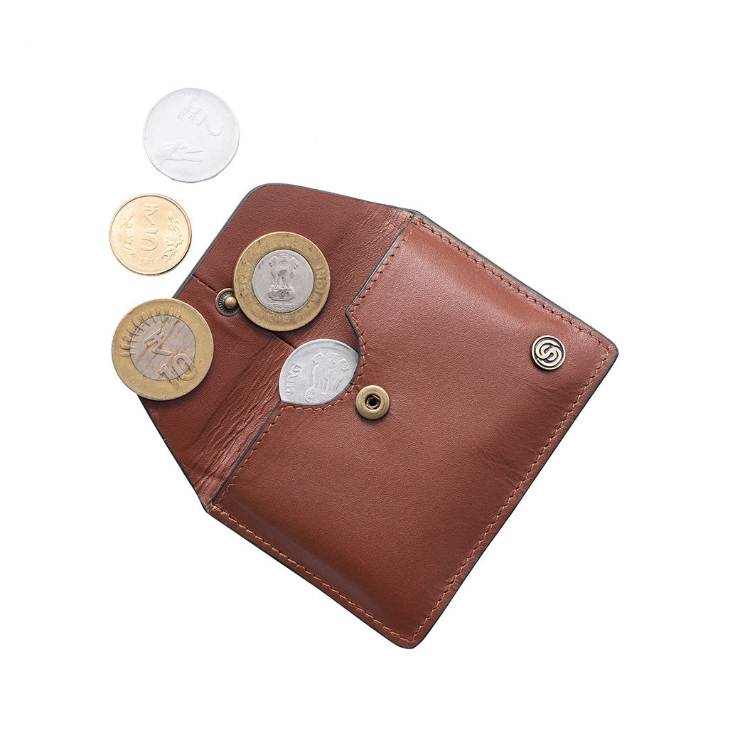 Sovona Leather Coin Purse - Dark Tan