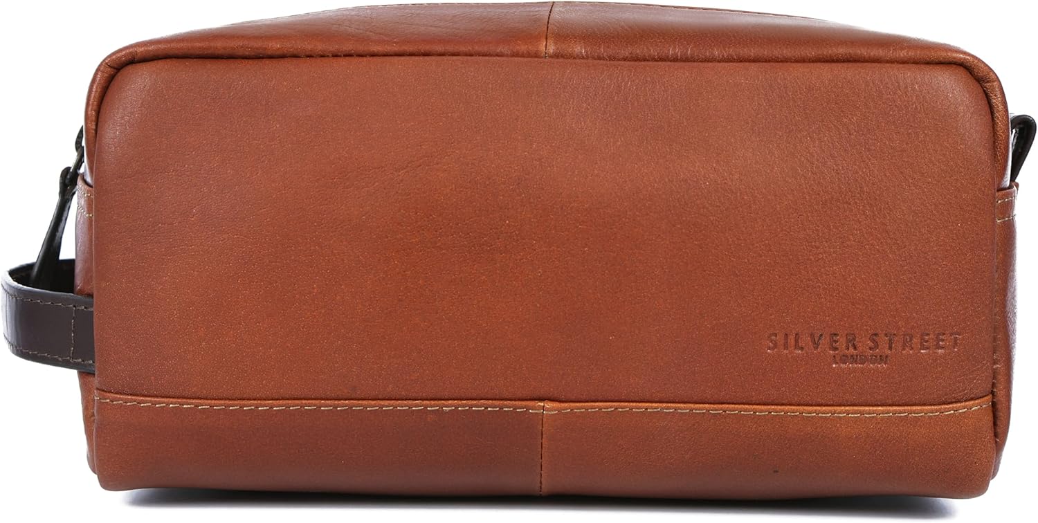 Santiago Leather Washbag  - Tan