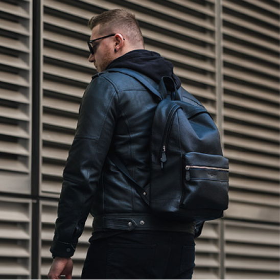 Sergio Leather Backpack - Black